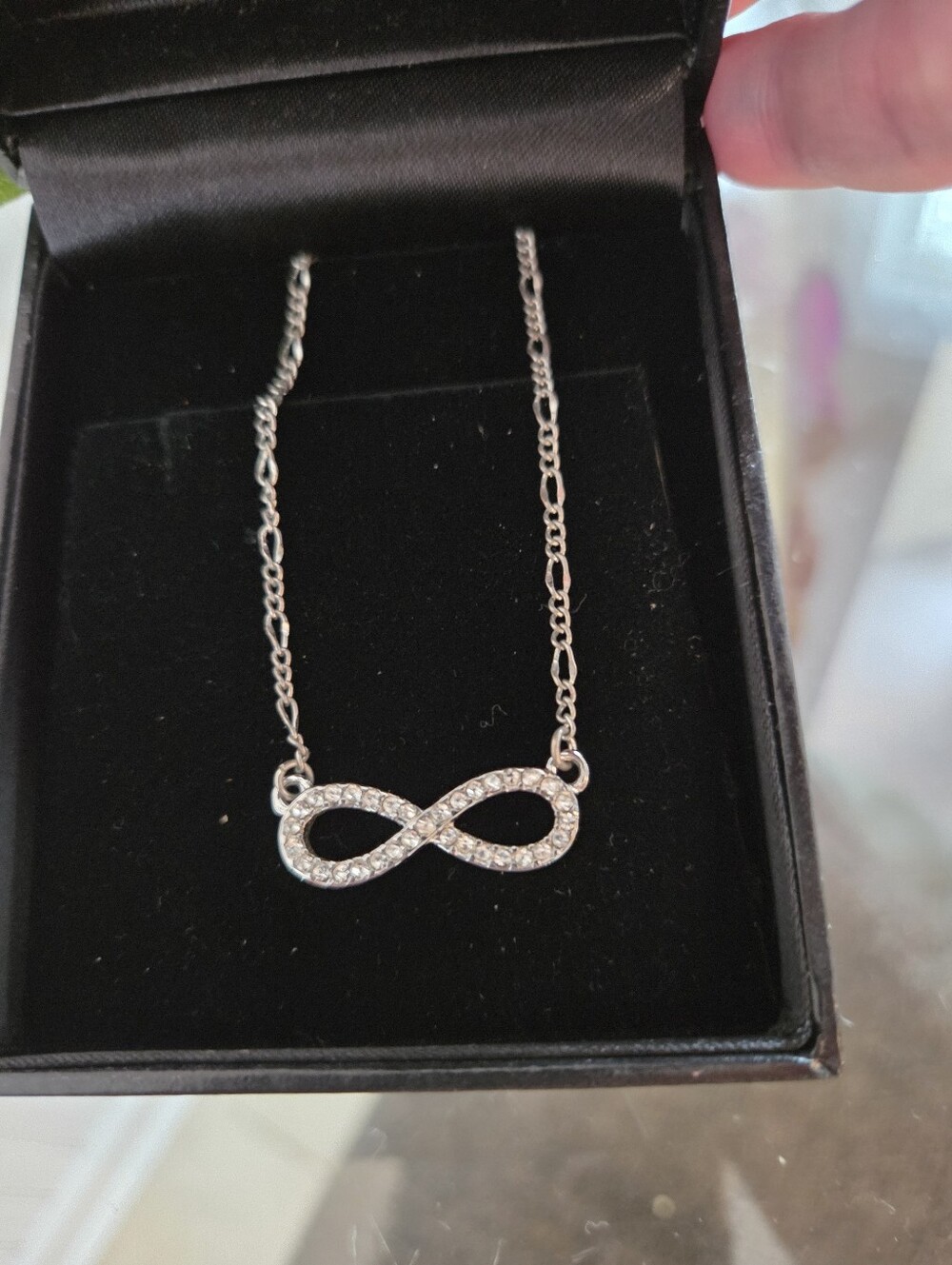 Lia Sophia Infinity Pendant Necklace with Clear Stones NWOT